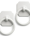 Two Pack Ceramic White Cabinet Ring Pulls With 1.6 Inch Backplate, Transitional Drawer Handles For Kitchen Cabinets