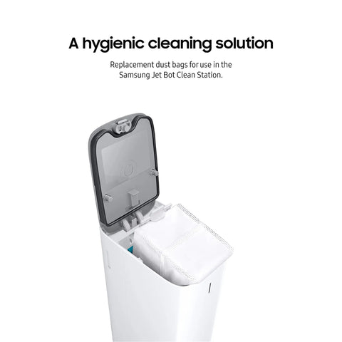 Jet Bot Clean Station Dust Bags Pack Of 5 Replacement Bags for Jet Bot AI Plus and Jet Bot Plus Vacuum Cleaners shown in device