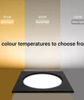 LED Square Double Head Recessed Downlight Ceiling Lamp For Living Room showing 3 color temperatures: warm, neutral, and white light.