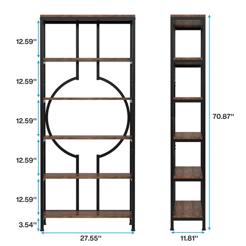 Top Tier 6 Tier Industrial Bookshelf Hella Sturdy Metal And Wood Etagere Bookcase For Living Room Decor Rustic Brown Storage Rack That Brings Serious Vibe To Any Home Office Space