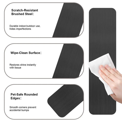 Tough As Nails Steel Dog Door Protector And Scratch Proof Kick Plate Covers Every Door Seam Brushed Black Metal Guard wipe-clean surface