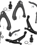 Factory Style 10 Piece Front Suspension Kit With Control Arm Ball Joint And Tie Rod End For Honda Civic Si 1999 2000 components laid out.