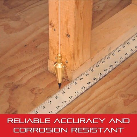 Pro Grade Solid Brass Plumb Bob With Replaceable Hardened Steel Weights And 10 Ft Nylon Cord, 16 Oz for precise layout construction