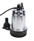 Badass Cordless Submersible Sump Pump With Supercharger 24000mAh Battery dropping 1003 GPH, portable design, silver and black finish.