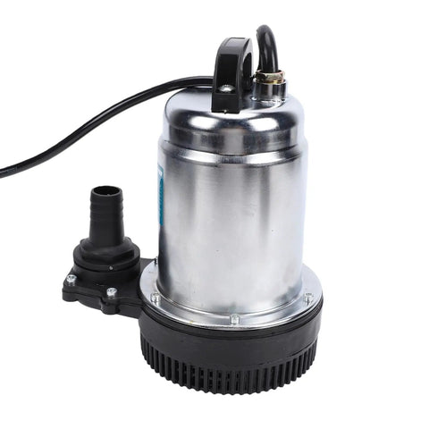 Badass Cordless Submersible Sump Pump With Supercharger 24000mAh Battery dropping 1003 GPH, portable design, silver and black finish.