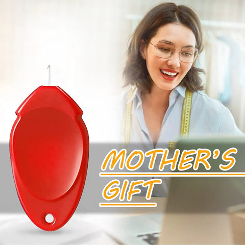 Easy Needle Threader Kit For Sewing Machines And Hand Embroidery, red threader with leaf handle, Mother's Gift text