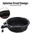 2 Gallon Oil Drain Pan With Anti Spill Cap And Wide Lip For Mess Free Oil Changes Large Pour Spout Heavy Duty HDPE Construction