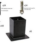 Beefy 6 Pack 4x4 Post Anchor Bases For Deck Railing And Pergola Heavy Duty Steel Post Sleeves with screws and bolts, 13 gauge steel.