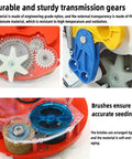 Close-up of reinforced polycarbonate gears and brushes for precise seeding in Walk Behind Garden Seeder With 16 Outlets For Easy No Fuss Planting.