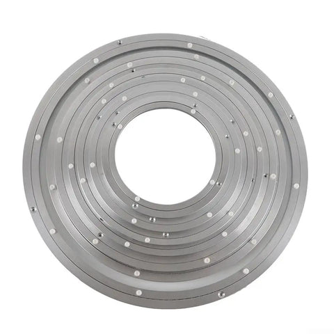 Rotating Bearing Turntable Base 5 Inch Aluminum Alloy Lazy Susan Hardware For DIY Kitchen Dining Table Cake Decorating And Spice Rack Organization Silver top view