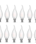 LED Candelabra Bulbs 40W Equivalent 450 Lumens 4000K Daylight White Filament Style E12 Base Frosted Glass Dimmable Candle Flame Tip 12 Pack