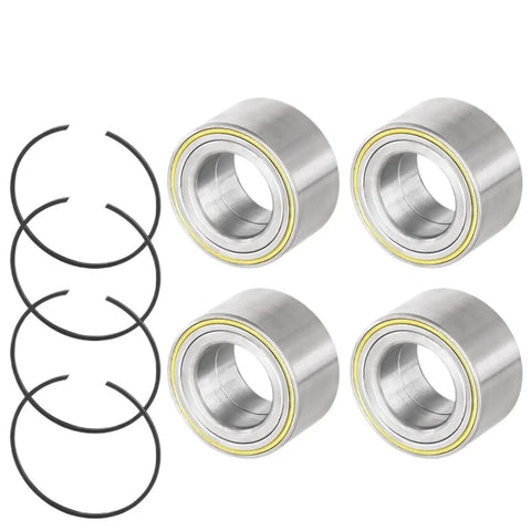 4Pcs Front Rear Wheel Bearings And Circlip Kit For Quick Garage Swaps featuring heavy duty metal bearings and circlips.