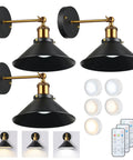 3 Pack Battery Operated Wall Sconces In Black Modern Style For Indoor Use No Wiring Needed Easy Install Accessories