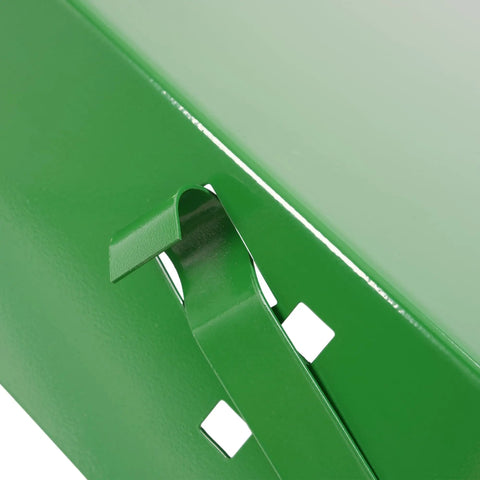 Heavy Duty Left Hand Tractor Battery Box For John Deere 2510 2520 3010 3020 4000 4010 4020 showing green metal material and bracket detail.