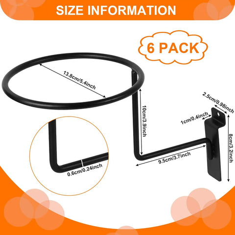 Slatwall Hat Display Rack Black Matte Finish Six Pack Heavy Duty Alloy Steel Construction Tool Free Installation image