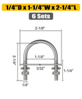 Six Piece Round U Bolt Set For Boat Trailers, Built Tough, 304 Stainless Steel U Bolts With Nuts, Plates And Washers diagram