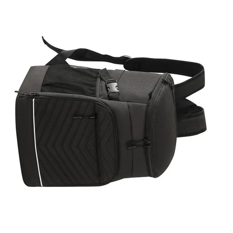 Kickass Heavy Duty Insulated Cooler Backpack With Leakproof Thermal Core And Adjustable Padded Straps For Camping Beach Hiking Keeps Snacks Ice Cold No Sweat, black, side view, 600D Oxford material.