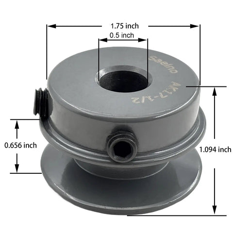 V Belt Pulley 1/2 Inch Bore 1.75 Inch OD One Groove Cast Iron Sheave For A 3L 4L V Belts AK1712 Pulley Replacement