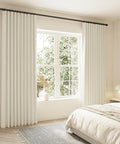 102 Inch Track Curtain Set With Ceiling Mount, Two Panels, Beige Blackout Drapes For Living Room Or Office, Room Darkening Curtains