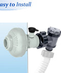 Pool Plunger Valve 12355 With Strainer For Above Ground Pool Parts Replacement On Off Valve Kit close-up of nozzle and handle.