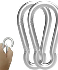 Heavy Duty 4 Inch Carabiner Clip Spring Snap Hook, 2 Pack M10 Galvanized Steel Quick Link Carabiner shown with hand for size reference