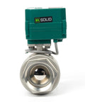 Front view of Heavy Duty Motorized Ball Valve 2 Inch Full Port 304 Stainless NSF Certified Electric Ball Valve 9 24V AC DC