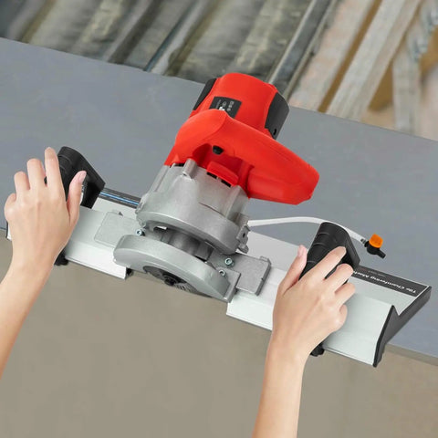 Pro Grade Electric Tile Chamfering Tool For Precise 43 Degree Bevel Cuts With 1200W Motor in use on ceramic tile.