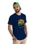 Premium Cotton Unisex T Shirt Featuring Dope Auto Rickshaw Graphic For Super Chill Everyday Vibes Ultra Soft Breathable Fabric In Classic Navy Blue One Size Fits All on male model
