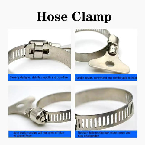 10 Pack 304 Stainless Steel Hose Clamps With Adjustable Thumb Screw And Key Type Design, 18 To 32 MM Range, Heavy Duty