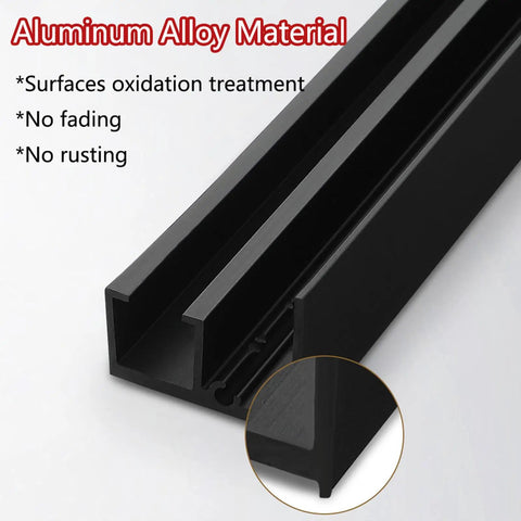 Slick Hidden Track Sliding Door Hardware With Invisible Floor Rail For Bedrooms And Bathrooms Featuring Soft Close Mechanism and Heavy Duty Aluminum Frame close-up of rust-proof aluminum alloy material.