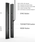 Wireless Sensor Dolphinbar For PC USB Wii Remote Adapter showing LED indicators, SYNC, MODE, and TOP/BOTTOM buttons