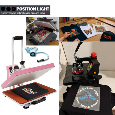 3 In 1 Precise Positioning Heat Transfer Guide Kit With Cross Positioning Light For Exact Shirt Printing Alignment setup