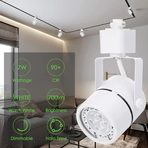 7W Dimmable LED Track Lighting Heads for H Type Track Rail, 12 Pack, 110V, 36 Degree Beam, 3000K spotlight in living room