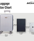 18 Inch Carry On Luggage With Movable Wheels TSA Approved Under The Seat Cabin Friendly Hard Shell Lightweight Bag size comparison