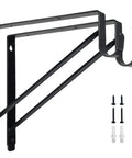 Built Tough Heavy Duty Closet Shelf And Rod Brackets Black Steel Wall Mount Support for Clothes Hanger Poles, includes screws.