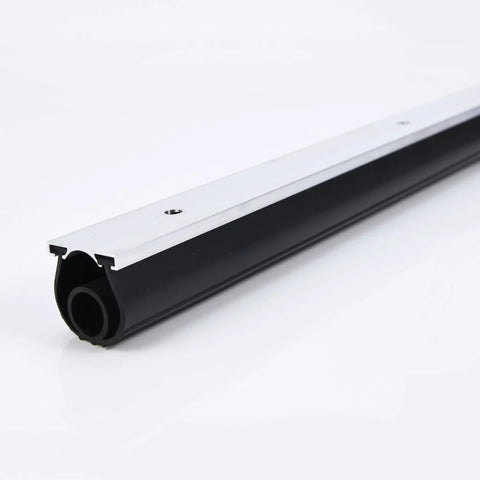 Heavy Duty U O Ring Garage Door Bottom Seal Weatherstrip Kit With Aluminum Track Retainer, black rubber seal, side view
