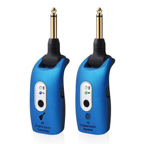 2.4GHz Wireless Guitar System For Electric Guitar And Bass With No Latency, 100 Ft Range, 270 Degree Rotatable Plug, Blue Kit