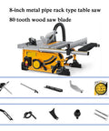 Mighty 8 Inch Dust Free Table Saw With 80 Tooth Blade 1500W Motor Rips Timber Like A True Champ Portable Sliding Woodworking Saw.