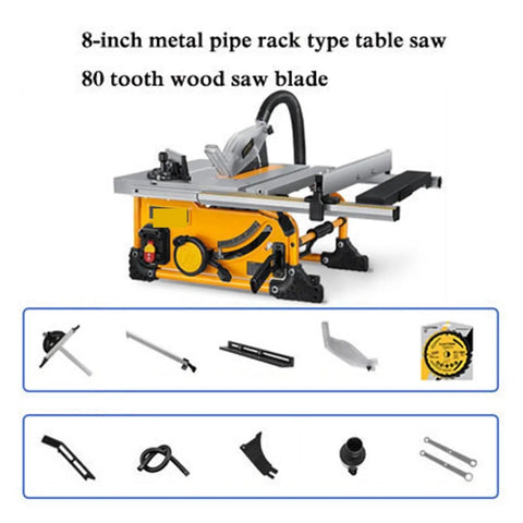 Mighty 8 Inch Dust Free Table Saw With 80 Tooth Blade 1500W Motor Rips Timber Like A True Champ Portable Sliding Woodworking Saw.