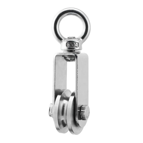2 Pack U Type Swivel Pulleys 304 Stainless Steel With Duplex Bearings Detachable 360 Degree Rotation Heavy Duty Traction Wheel For Rope Rigging And Towing, 304 steel, 30mm