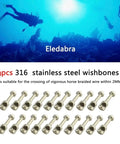 20Pcs 316 Stainless Steel Wishbone Inserts For Spearfishing And Speargun Bands Durable Divers Accessory Fits Braided Wire Up To 2mm