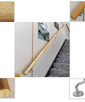 Dead Simple Install With Kickass Grip Premium Non Slip Solid Wood Wall Mount Shelf Bracket Kit Featuring Round Indoor Wooden Supports For Versatile Home Makeover 400cm with wooden stair railing.