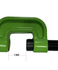 Brake Anchor Pin Press For S Cam Brakes, 10 Ton Heavy Duty Tool For Trailer And Tractor Brake Systems, No Hub Removal, Compatible With One Half Inch Impact Wrench, High Grade Steel Construction, side view of green tool.