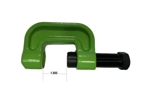 Brake Anchor Pin Press For S Cam Brakes, 10 Ton Heavy Duty Tool For Trailer And Tractor Brake Systems, No Hub Removal, Compatible With One Half Inch Impact Wrench, High Grade Steel Construction, side view of green tool.
