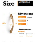 Champagne Bronze 3 Inch Arch Twisted Brass Cabinet Pulls 5 Pack showing size and included screws in illustration.