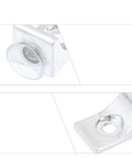Heavy Duty Glass Brackets Set With Suction Cups And Fixing Screws, zinc alloy, close-up of suction cup and screw hole details.