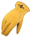 Rough Rider Premium Leather Driver Gloves With Elastic Back Gold Cowhide Medium Pack Of 12 Durable Work Gloves For All Day Grip Comfort Breathable Flex Thumb Pattern Bound Cuffs