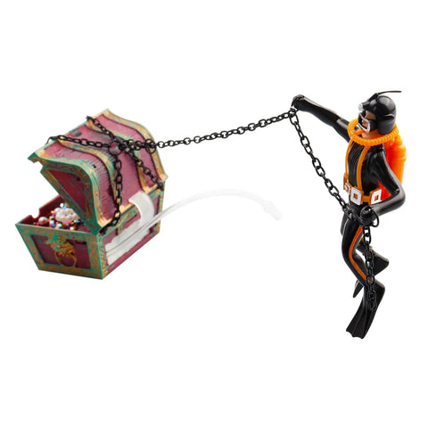 Undersea Treasure Chest Diver Action Aquarium Ornament With Live Motion Aerating Effect For Freshwater And Saltwater Tanks Durable Resin Decoration Safe For Fish Awesome Value - diver with treasure chest and chain