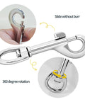 Badass Heavy Duty Swivel Flag Clips 4 Pack Marine grade zinc snap hook showing 360 degree rotation and sliding mechanism.