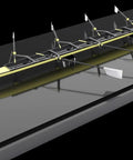 Little Yellow Dope 1To50 Scale Rowing Shell Model Alloy Collectible with zinc hull and ABS blades on display stand.